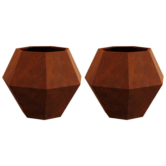 Jardinera 2 Pcs Oxidado 75 X 75 X 60 Cm Acero Autopatinable_0