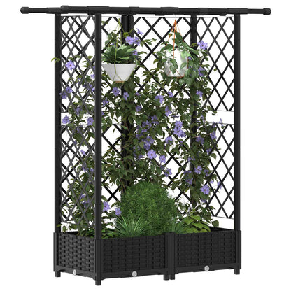Cama Elevada Con Trellis Y Techo Negro 124 X 40 X 121 Cm Pp_2