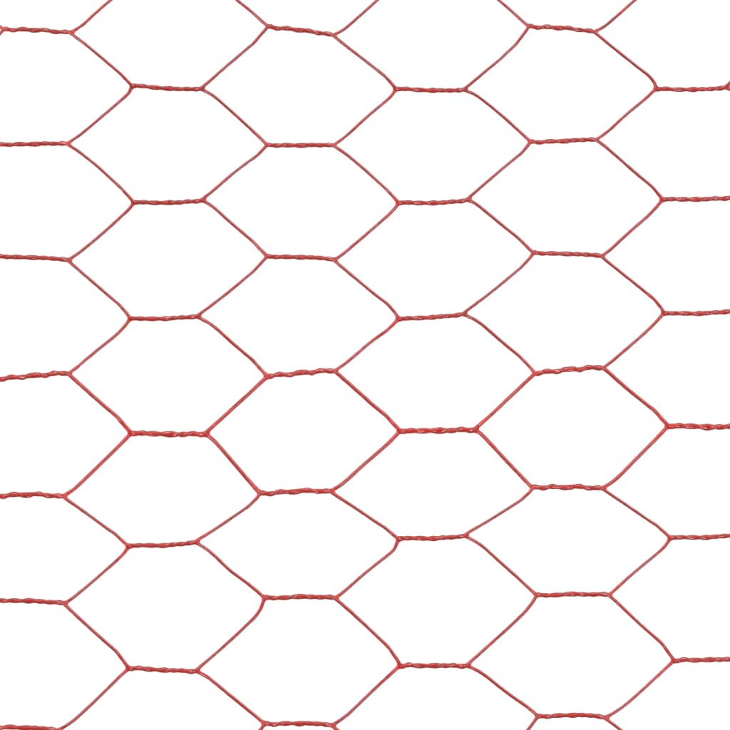 Alambrada De Gallinero Acero Revestimiento Pvc Rojo 25x1,5 M / Vetonek_0