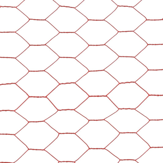 Alambrada De Gallinero Acero Revestimiento Pvc Rojo 25x1,5 M / Vetonek_0