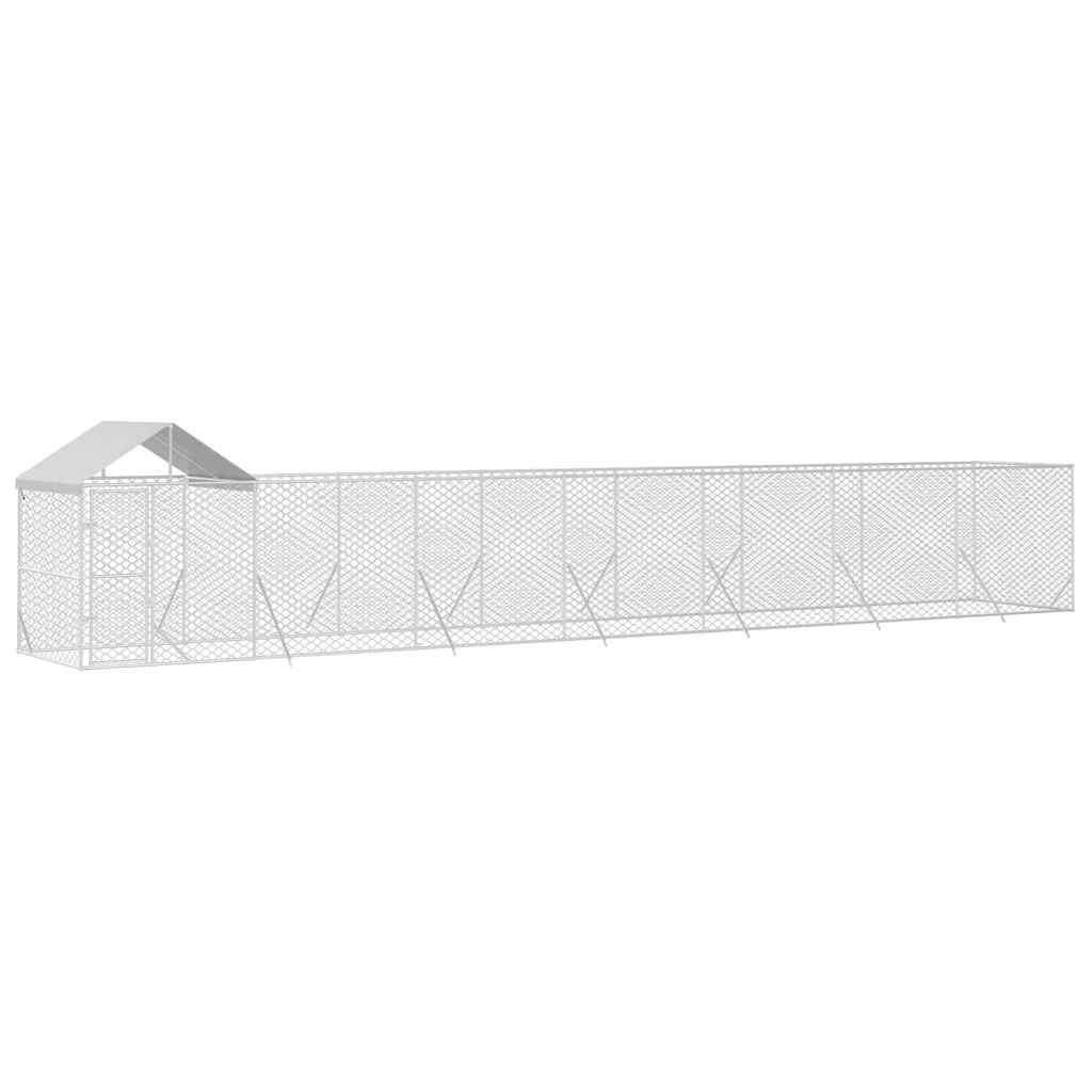 Perrera De Exterior Con Techo Acero Galvanizado Plata 14x2x2,5m_2