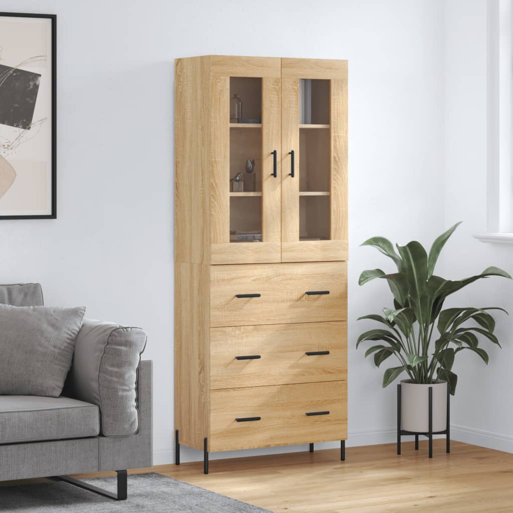 Aparador Alto Madera Contrachapada Color Roble 69,5x34x180 Cm_0