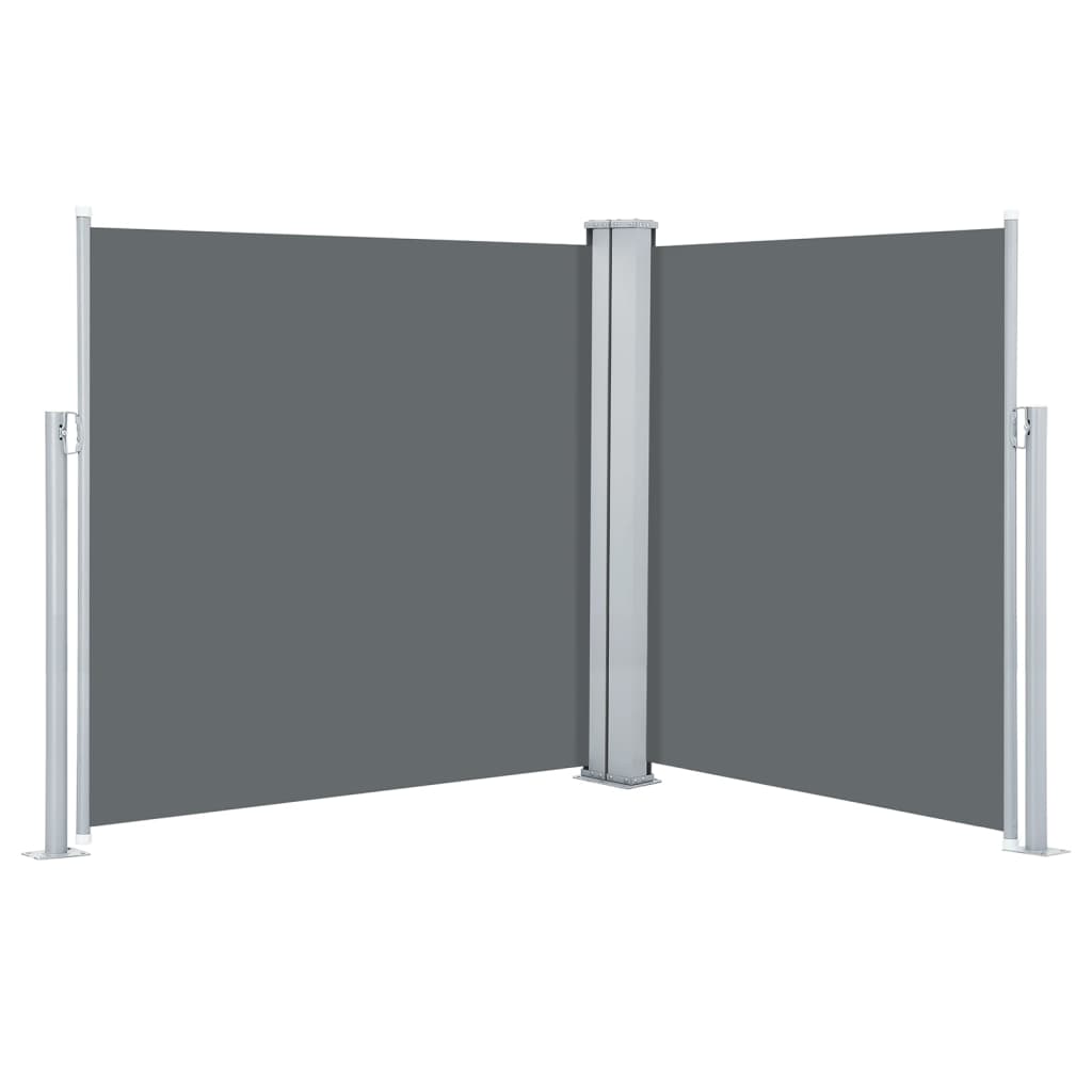 Toldo Lateral Doble Y Retráctil De Jardín Gris 170x600 Cm_0