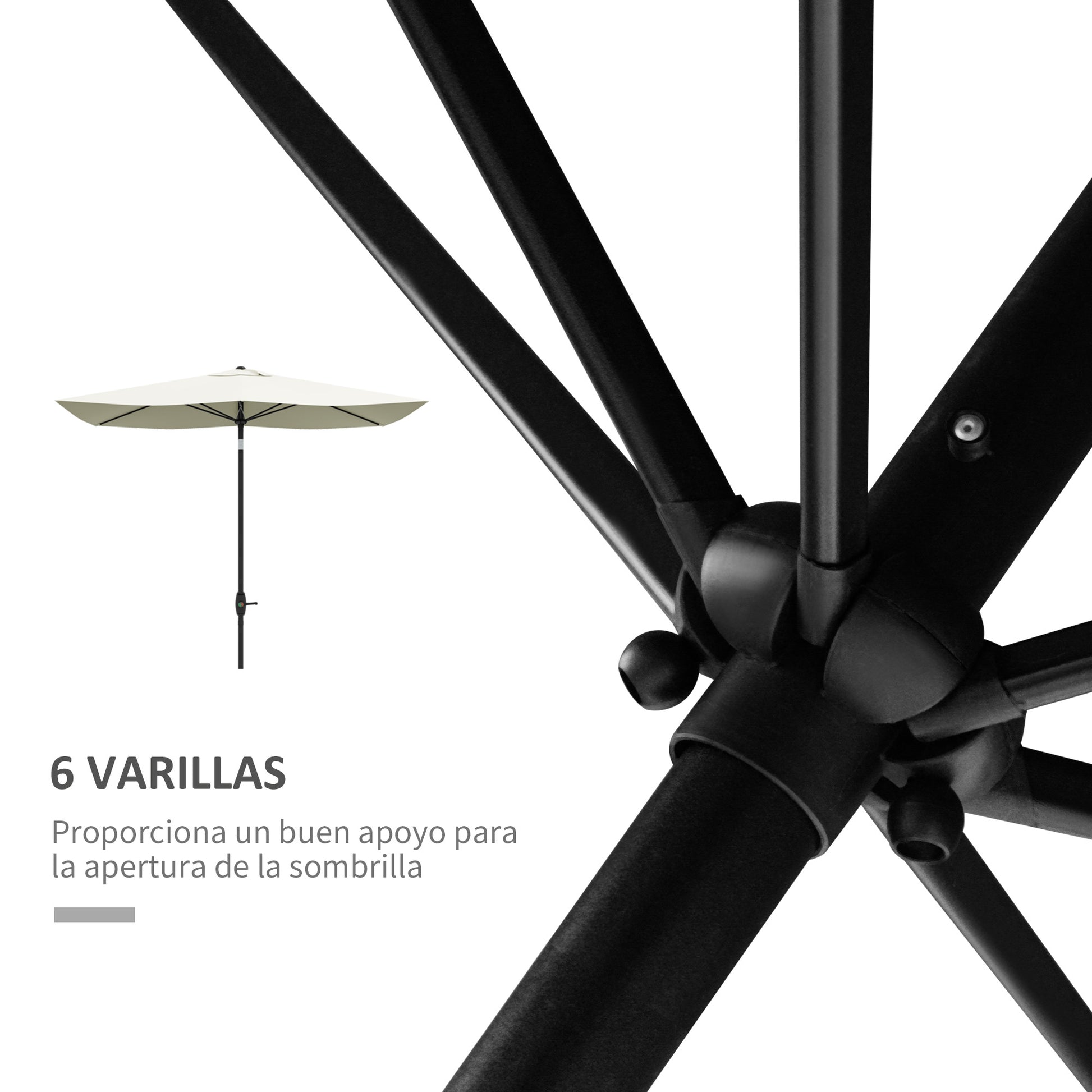 Outsunny Sombrilla De Terraza Exterior 3x2 M Con Ángulo Ajustable Beige_5