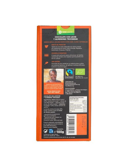 Barra de Chocolate de Leite Biológico Tierra Madre com Amêndoas Picadas 100g