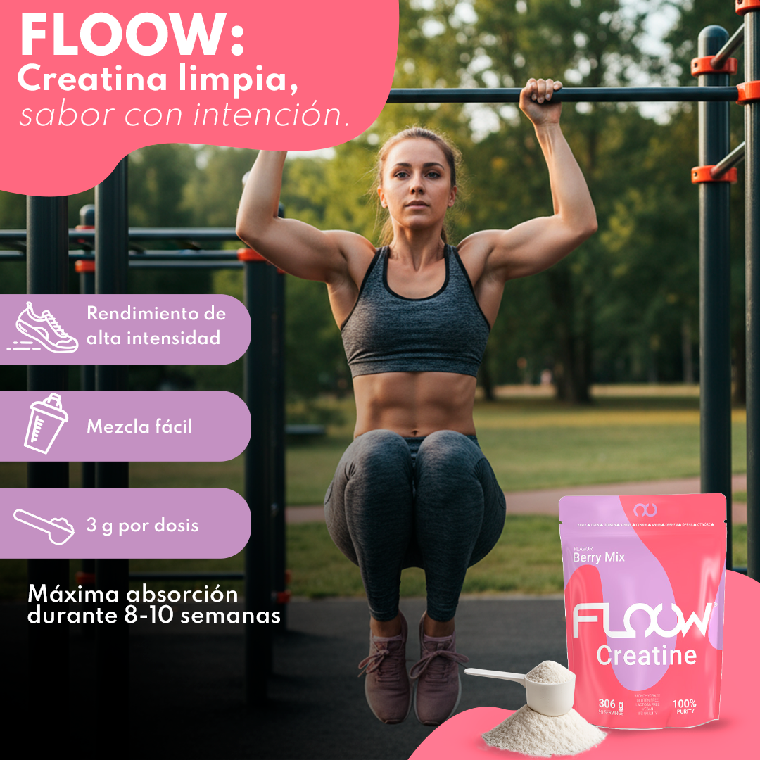 Creatina Monohidrato En Polvo 306g (90 Dosis) - Creatina Pura Sabor Berry Mix - Suplemento Deportivo Para Masa Muscular_1