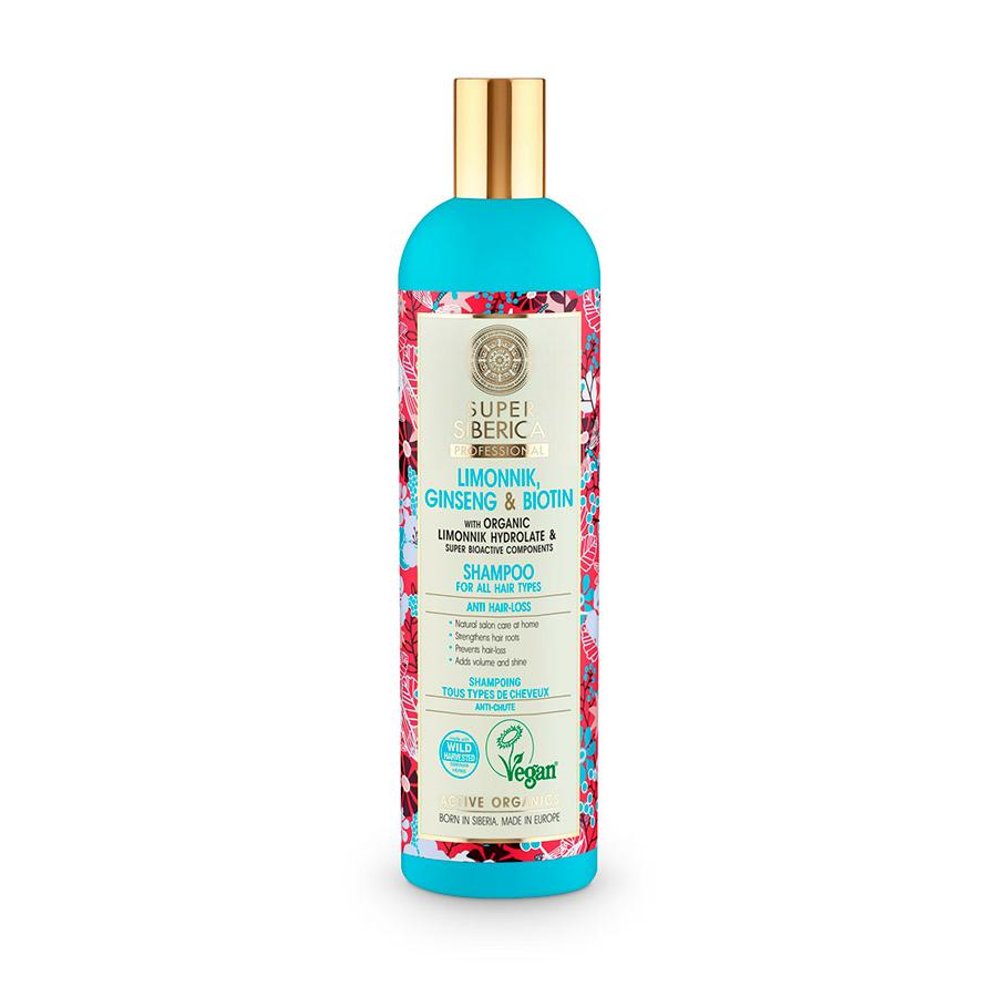 Natura Siberica Champô para Todos os Tipos de Cabelo com Schizandra, Ginseng e Biotina 400 ml