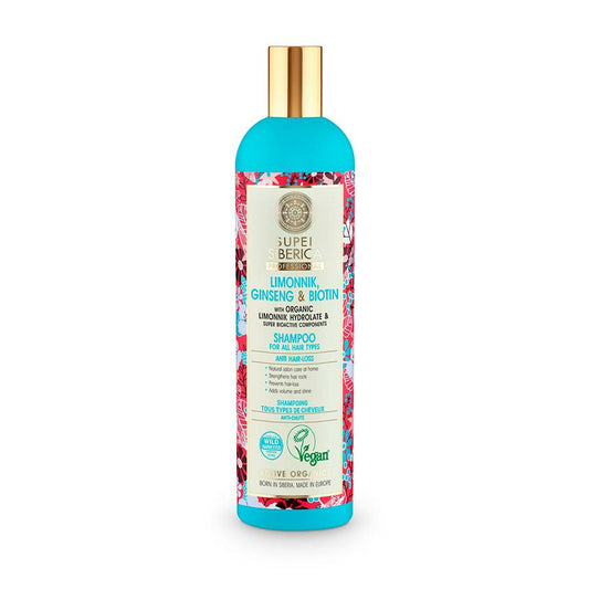 Natura Siberica Champô para Todos os Tipos de Cabelo com Schizandra, Ginseng e Biotina 400 ml