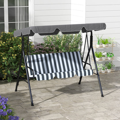 Outsunny Columpio De Jardín De 3 Plazas Con Techo Ajustable 172x110x153cm Gris_1