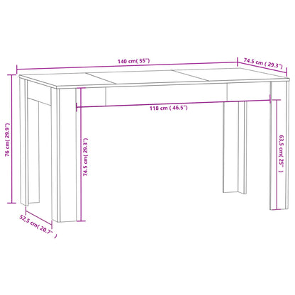 Mesa De Comedor De Madera Contrachapada Gris 140x74,5x76 Cm_3