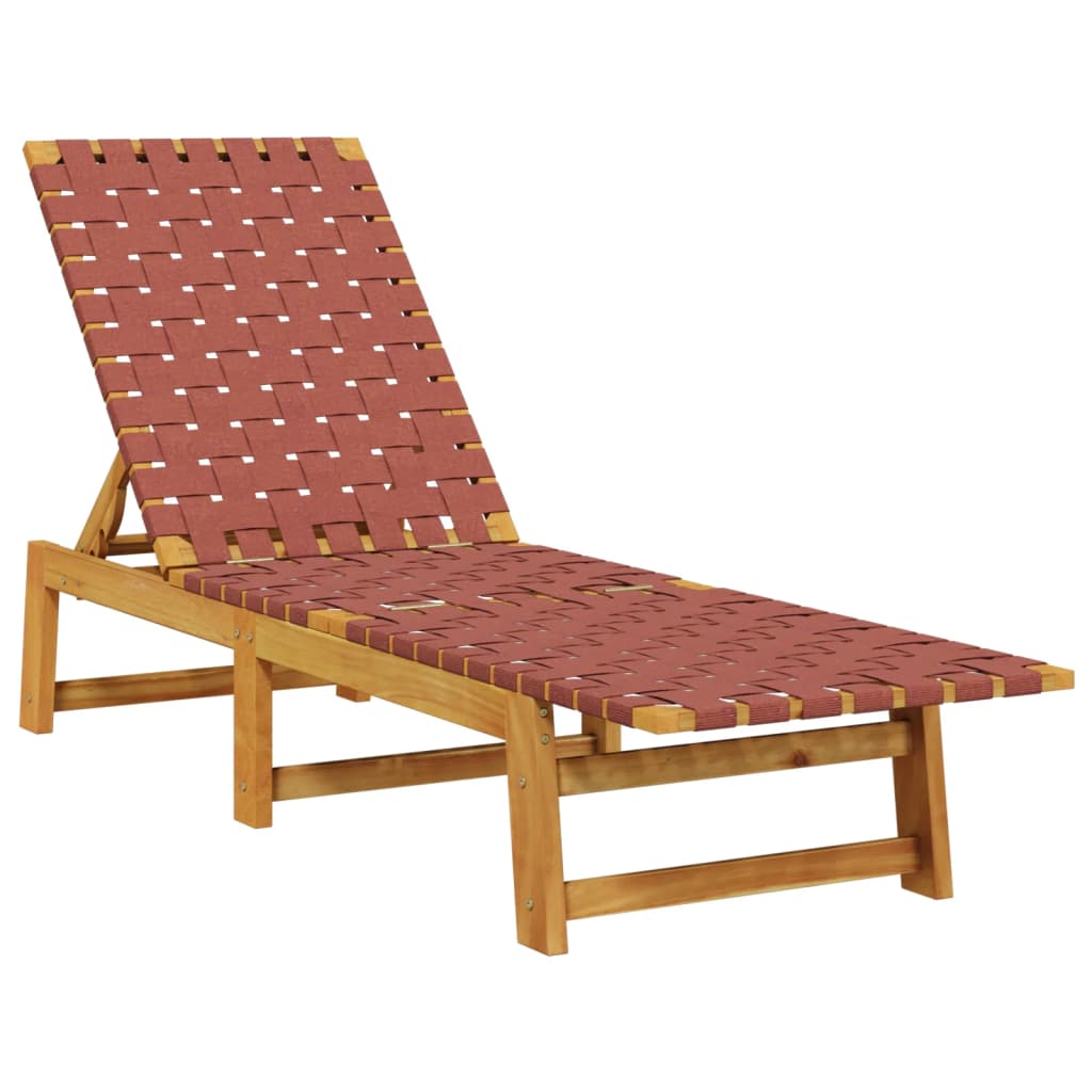 Tumbona Con Mesa Madera Maciza De Acacia Y Tela Roja / Vetonek_2