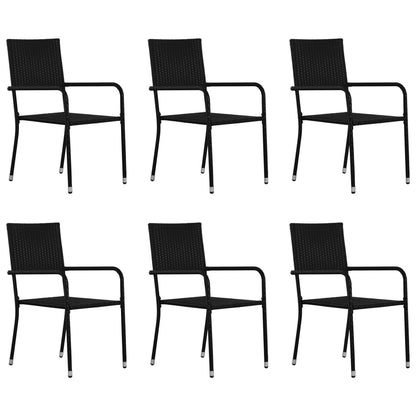 Vidaxl Juego De Comedor Para Jardín 7 Piezas Ratán Sintético Negro_4