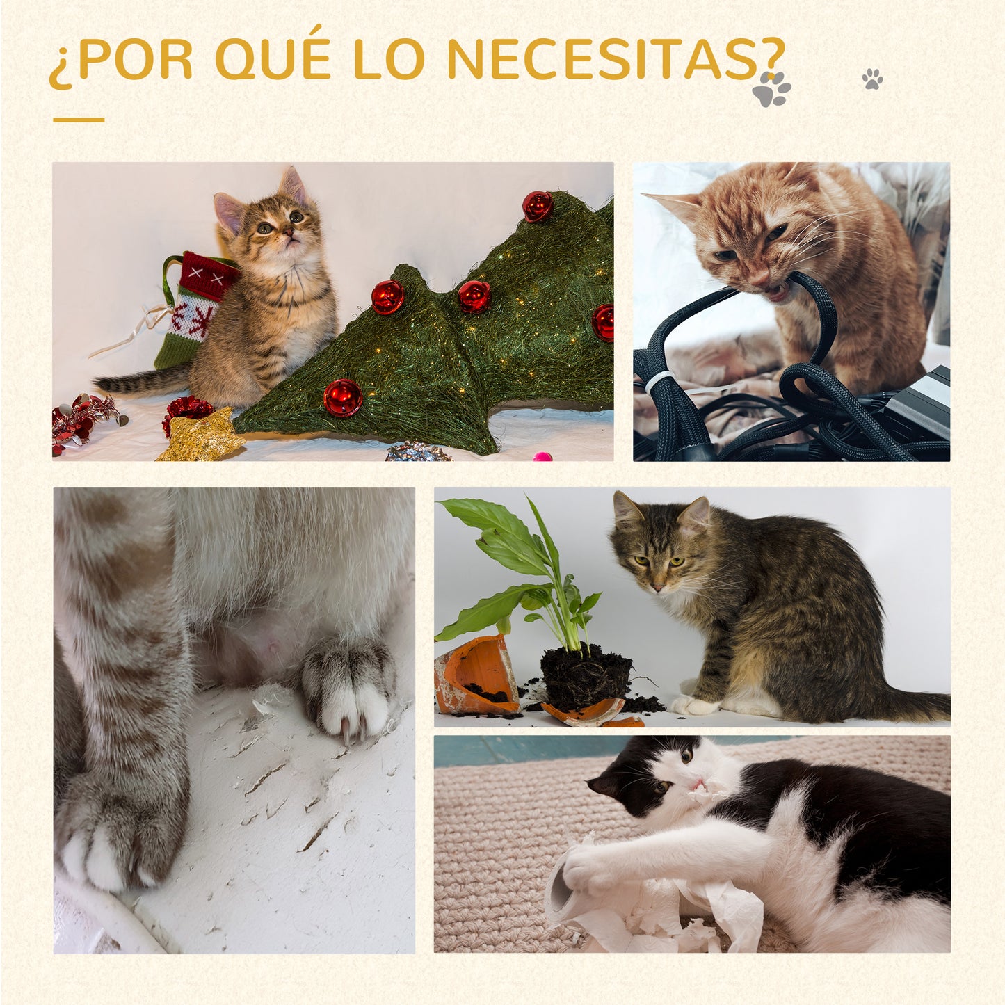 Pawhut Árbol Rascador Para Gatos Con Cama Poste De Sisal Rascadora 40x35x72 Cm_5