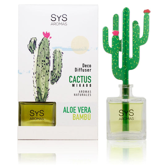 Ambientador Difusor Cactus Aloe Vera-Bambú Deco Diffuser SYS Aromas 90 ml | Aroma Agreste y Herbal | Relajante_0