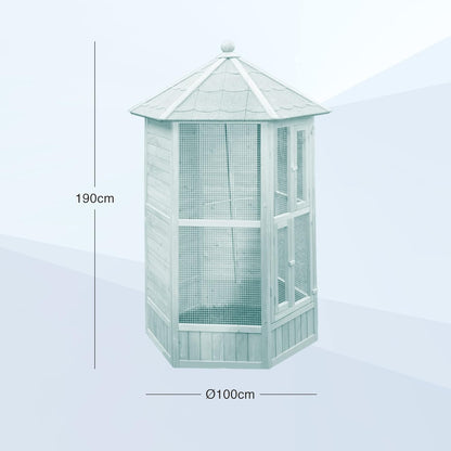 Voladera Para Pájaros De Jardín Exterior (canarios, Periquitos.) - Voladero Hexagonal En Madera_1