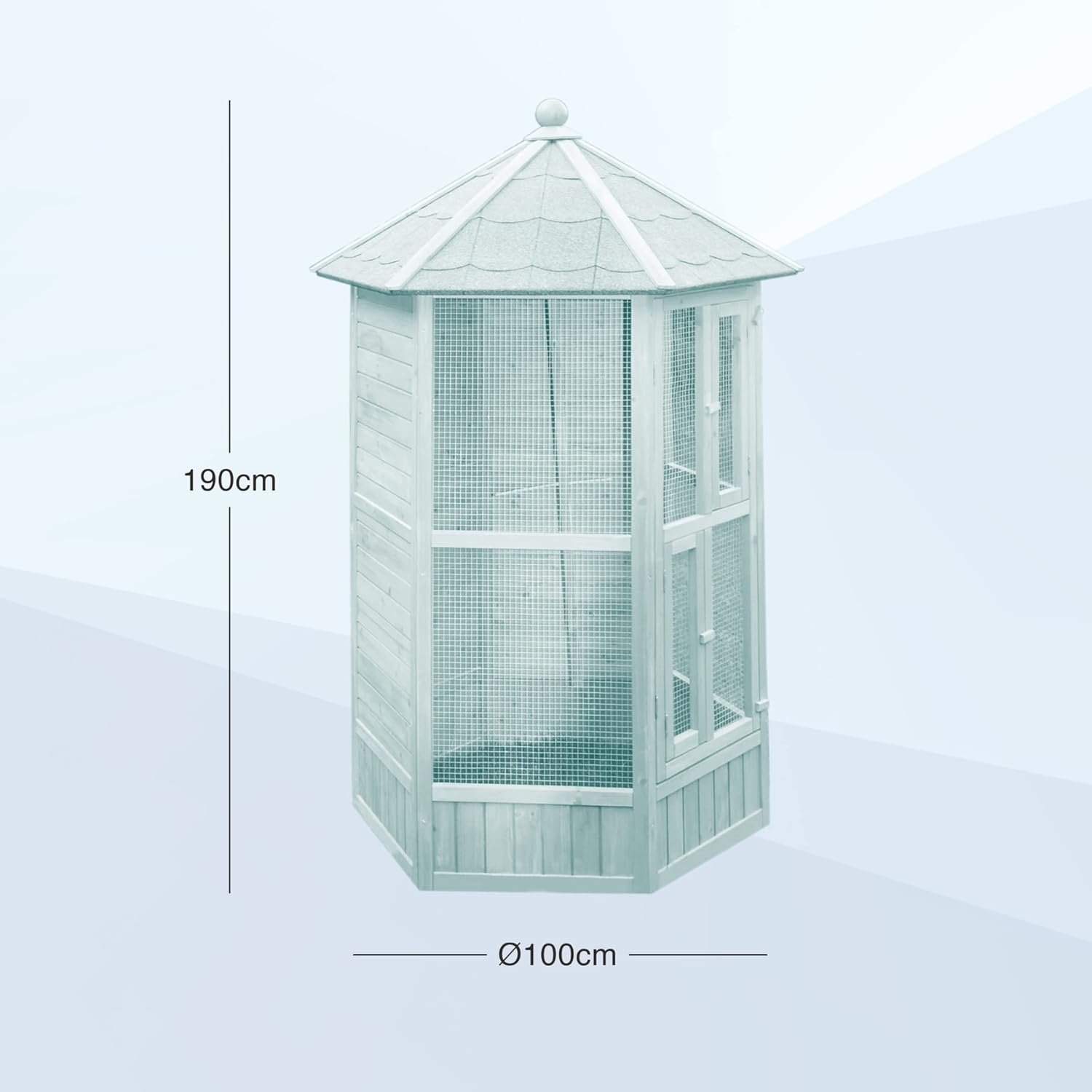 Voladera Para Pájaros De Jardín Exterior (canarios, Periquitos.) - Voladero Hexagonal En Madera_2