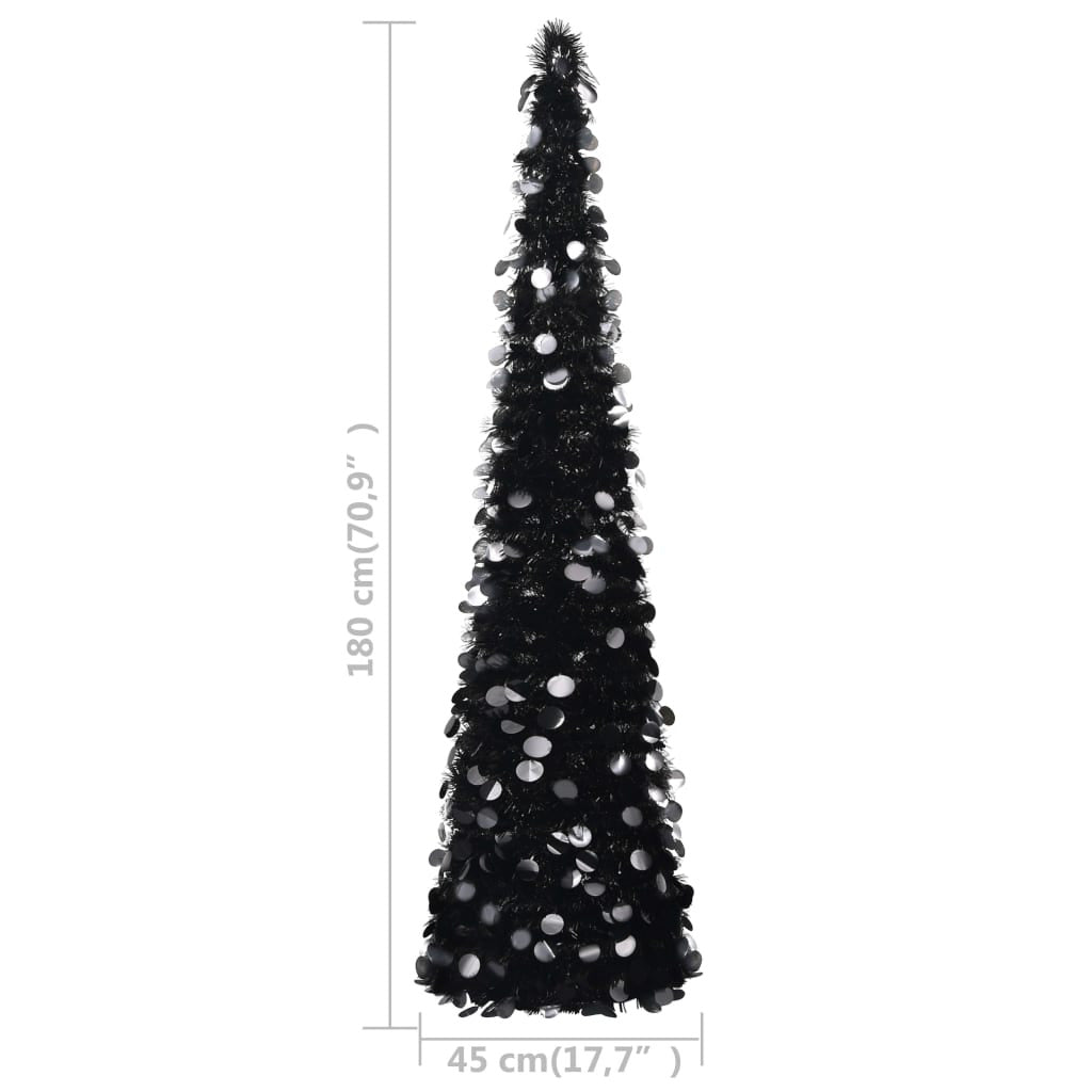 Vidaxl Árbol De Navidad Artificial Emergente Pet Negro 180 Cm_2