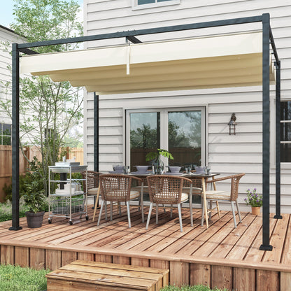 Outsunny Pérgola 3x2 M Cenador Jardín Con Techo Retráctil Poliéster Para Fiestas_1
