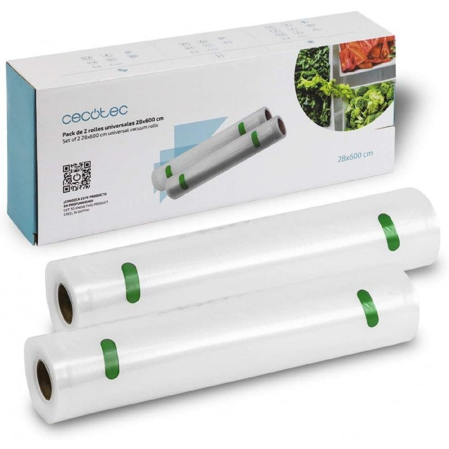 Cecotec 04072 Rollos Gofrados Set De 2 Rollos Grandes 28 X 600 Cm Superficie Gofrada Bpa Free_0