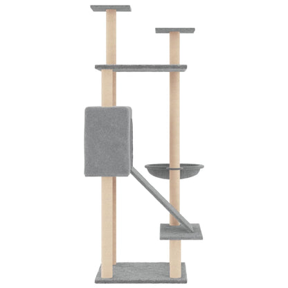 Rascador Para Gatos Con Postes De Sisal Gris Claro 153 Cm_3