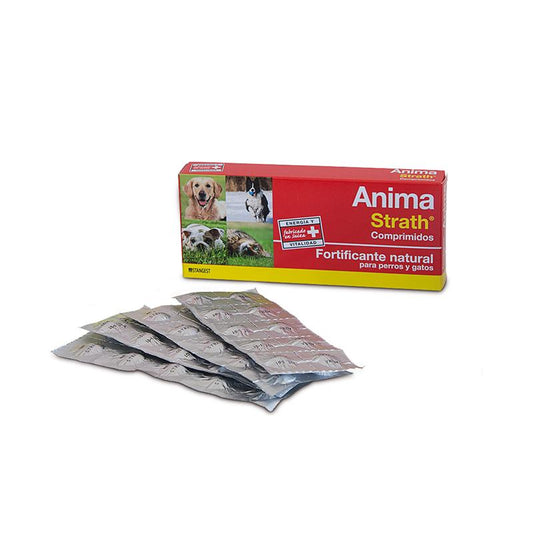 Stangest Anima-Strath Suplemento Nutricional para Animais de Estimação Fortificante Natural com Levedura de Cerveja, Malte, Mel e Sumo de Laranja 40 Comprimidos