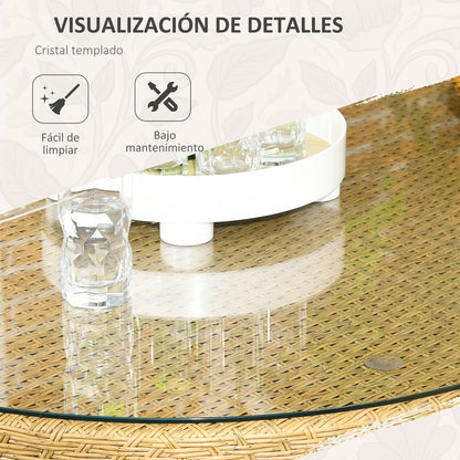 Outsunny Conjunto De Jardín De Ratán Sintético De 7 Piezas Natural_5