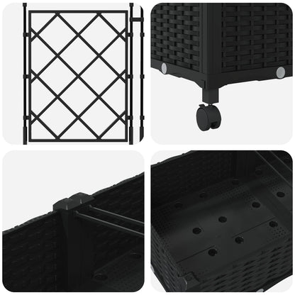 Jardinera Con Enrejado Y Ruedas 3 Uds. Negro Pp_4