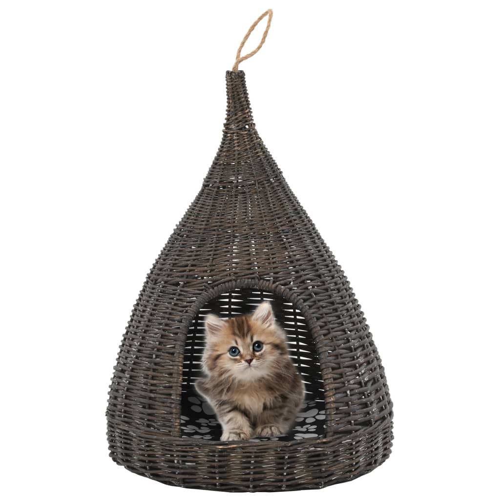 Casa Para Gatos Con Cojín Forma Tipi Sauce Natural Gris 40x60cm_1