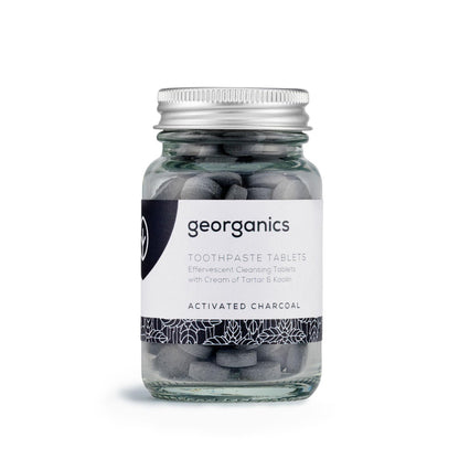 Georganics Comprimidos de pasta de dentes natural com carvão ativado e hortelã