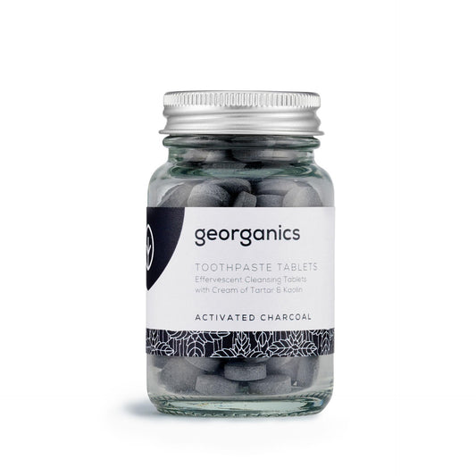 Georganics Comprimidos de pasta de dentes natural com carvão ativado e hortelã