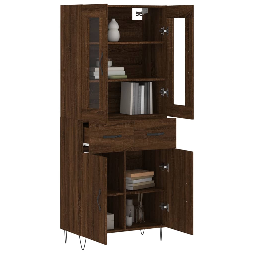 Aparador Alto Madera Contrachapada Marrón Roble 69,5x34x180 Cm_2