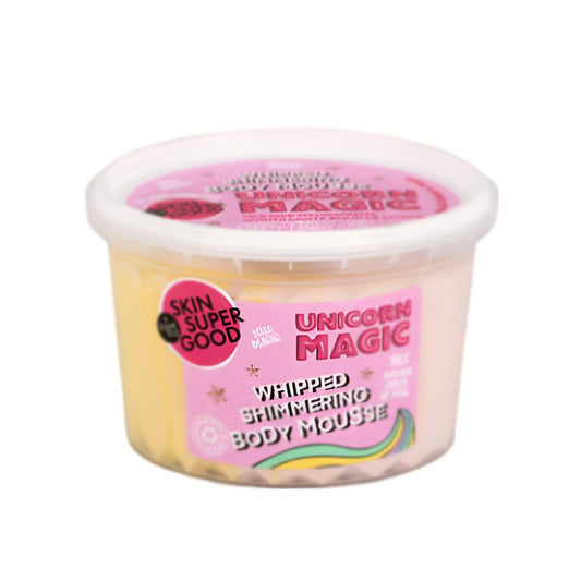 Mousse Corporal Hidratante Unicorn Magic com Brilho, Pele Super Boa 250 ml