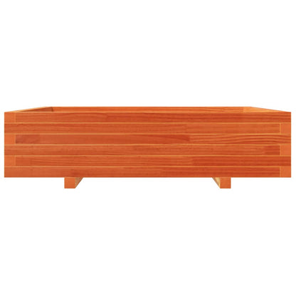 Jardinera De Madera Maciza De Pino Marrón Cera 100x100x26,5 Cm_4