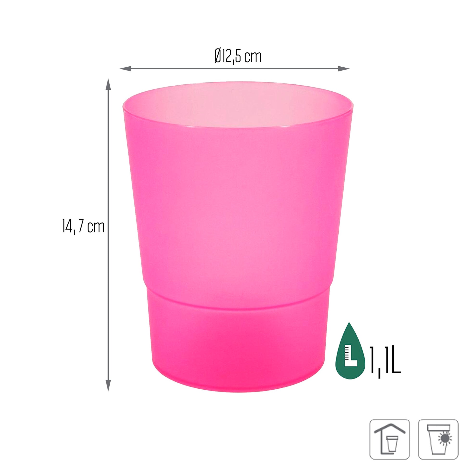 Maceta Coubi Orchid 1,1l., Dimensiones (mm) 125x125x147, Color Rosa Mate
