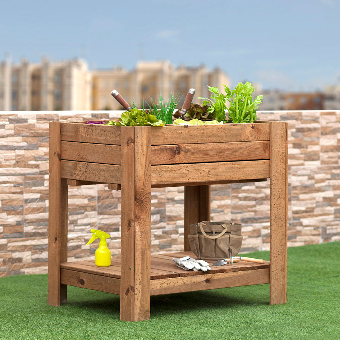 Mesa De Cultivo Germin 60 - Huerto Vertical En Madera 0,8x0,8x0,6 M / Multicolor_0