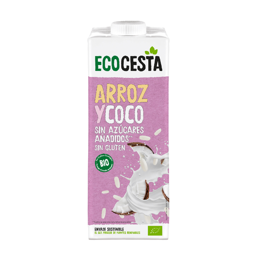 Bebida Vegetal de Arroz e Coco Biológica sem adição de açúcar, 1L Ecocesta