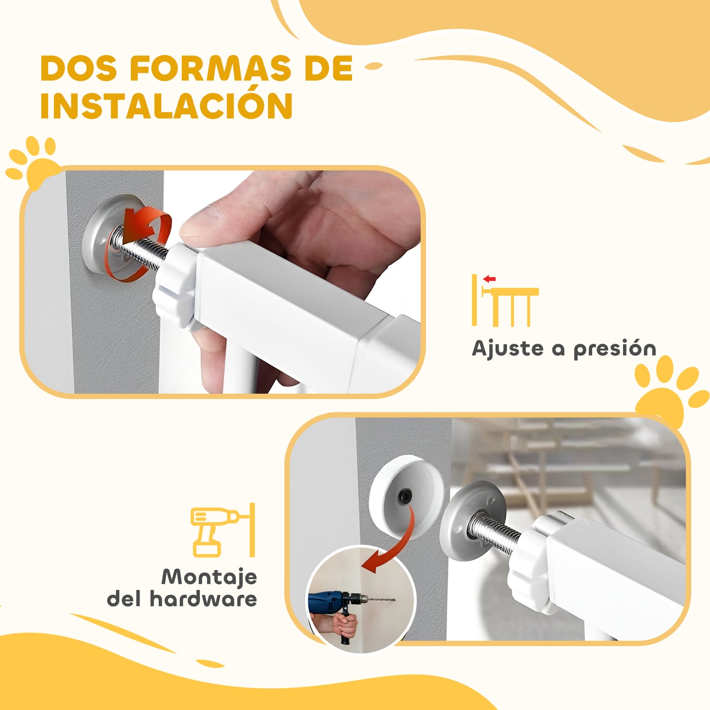Pawhut Barrera De Seguridad Para Perros Con Ancho Ajustable 76-104 Cm Blanco_5