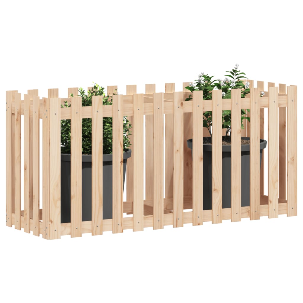 Arriate Elevado Jardín Con Valla Madera Maciza Pino 150x50x70cm_2