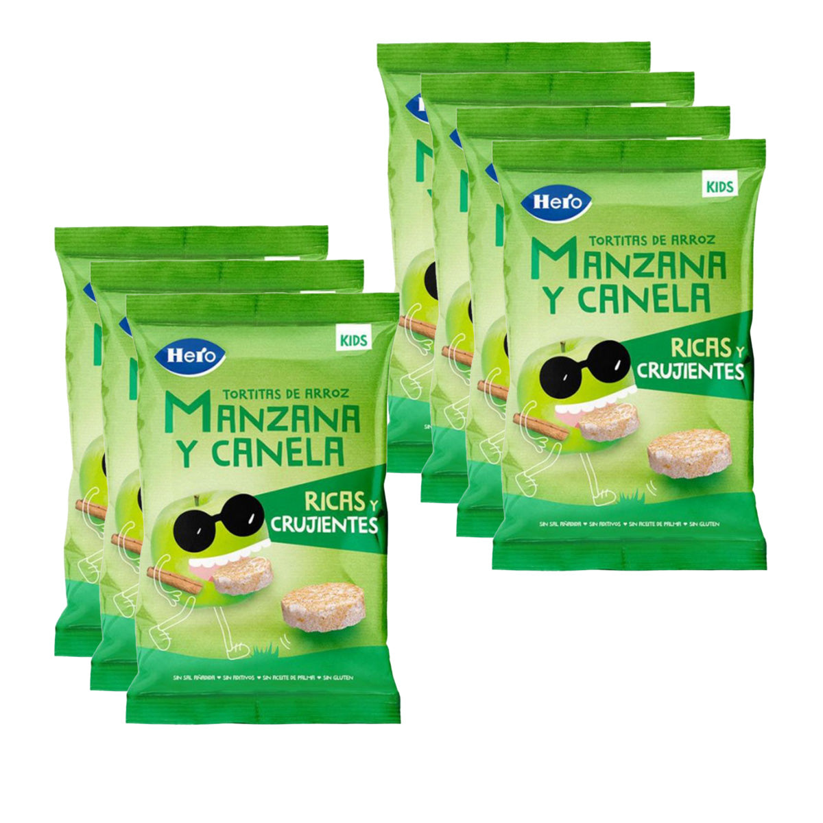 Pack de 7 bolinhos de arroz sem glúten com maçã e canela, 40 g - Hero/Kids