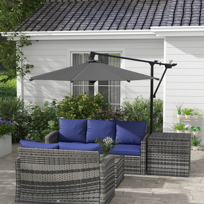 Outsunny Sombrilla De Jardín 3x3 M Giratorio Con Manivela Manual Gris Oscuro_1