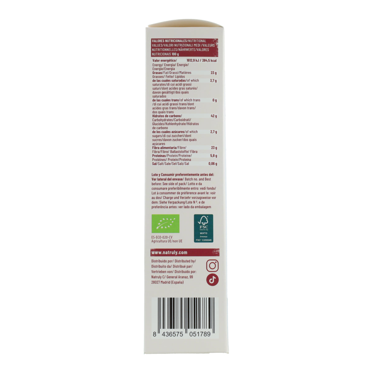 Bolachas Natruly Organic com sabor a canela 125g
