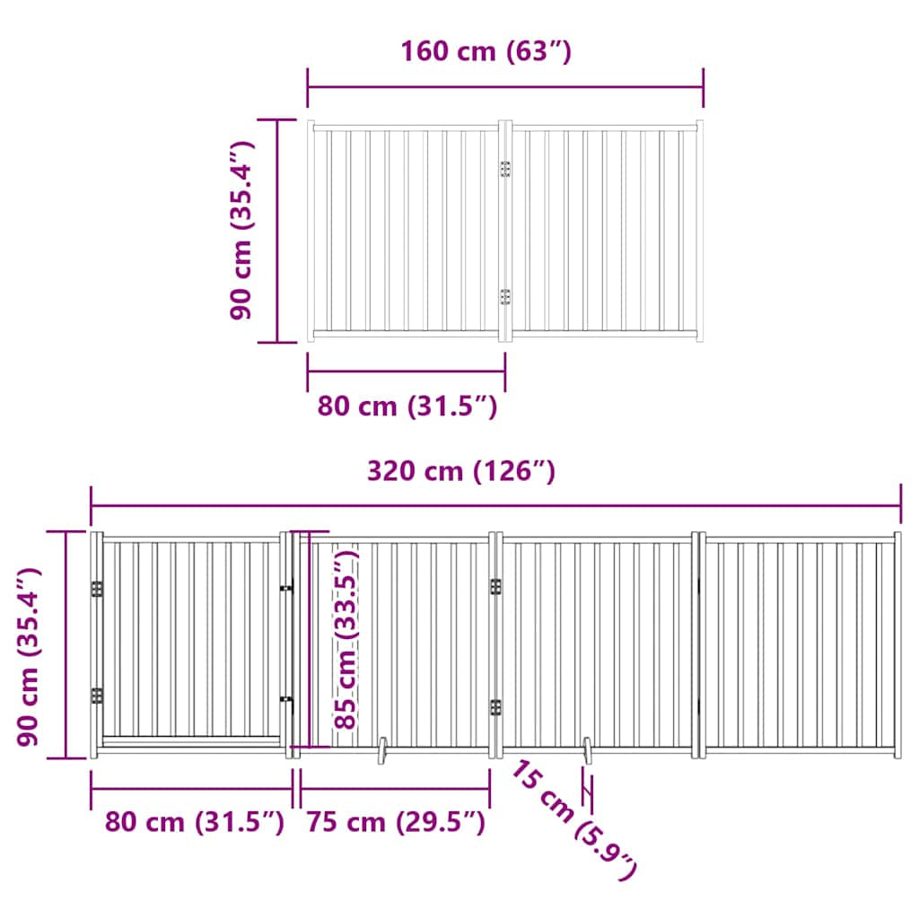 Vidaxl Puerta De Perros Plegable 12 Paneles Madera Álamo Blanca 960 Cm_2