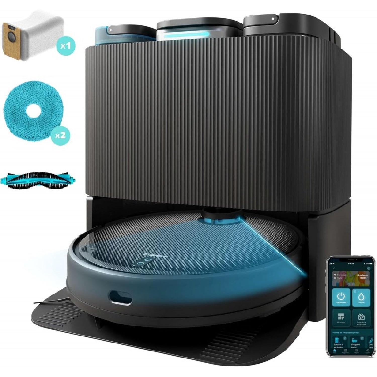 Cecotec Robot Aspirador Y Friegasuelos Conga 11090 Titanium X Spin Revolution Home&wash Con Base De Autovaciado Autolimp_1
