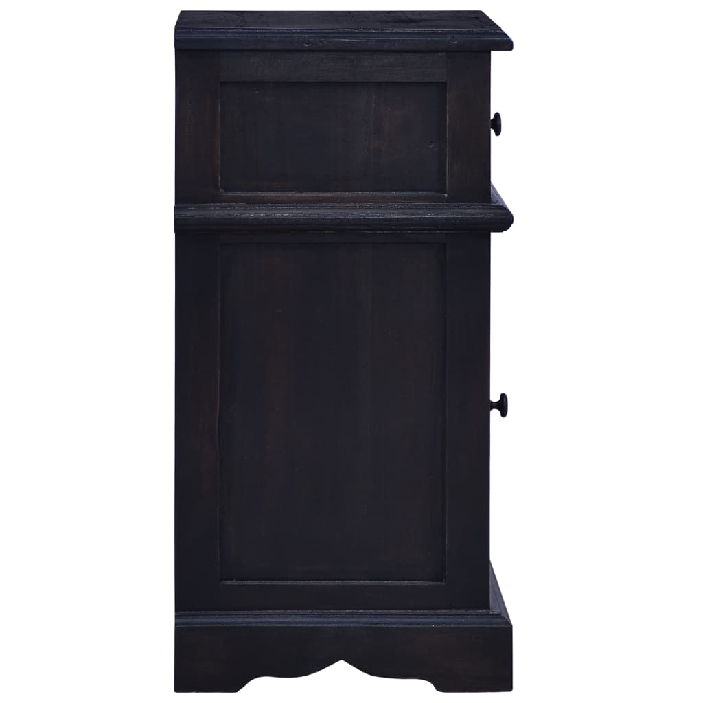 Mesita De Noche Madera Maciza De Caoba Color Café Negro Claro_2
