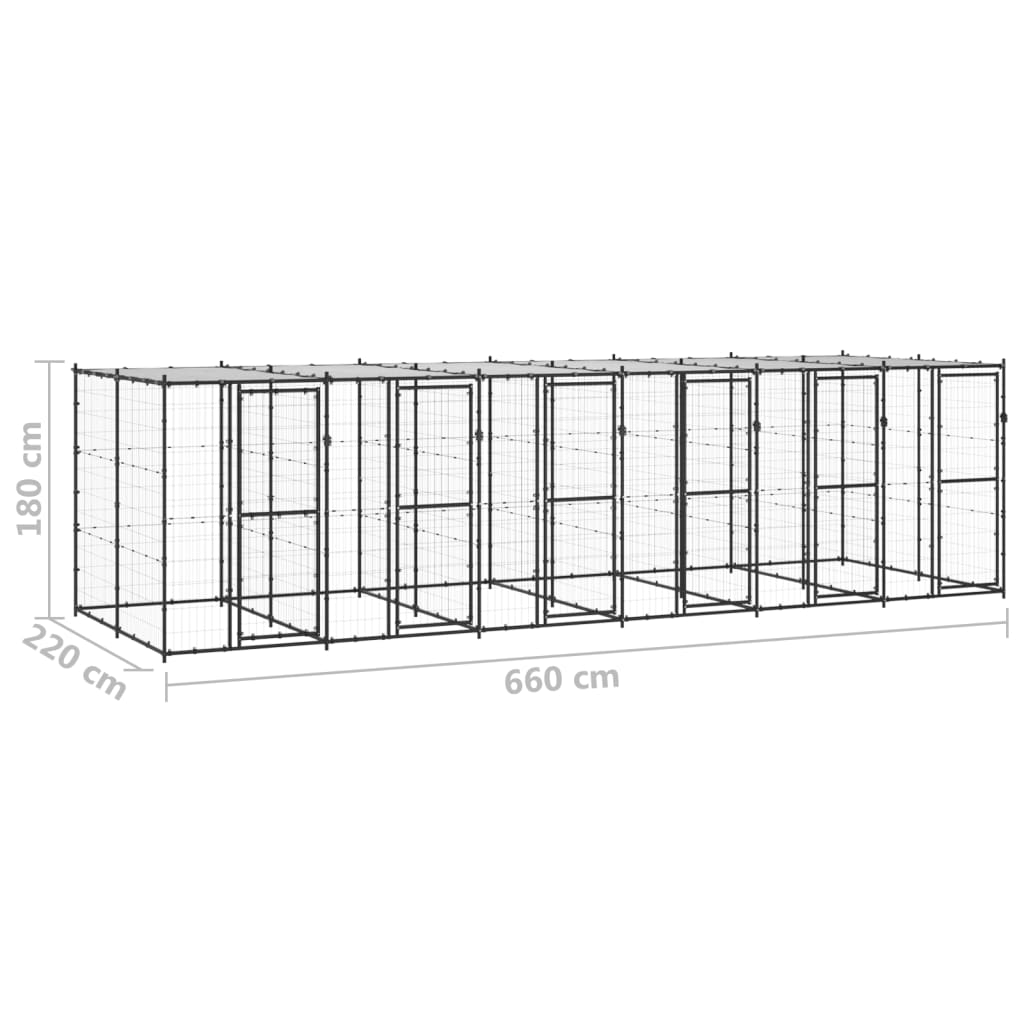 Perrera De Exterior De Acero Con Techo 14,52 M²_5