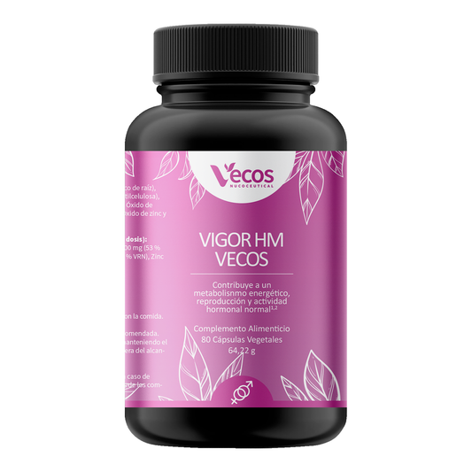 Vigor HM VECOS (80 cápsulas) | Energía y Vitalidad Sexual natural en Pareja | Zinc, Maca Andina y L-Arginina_0