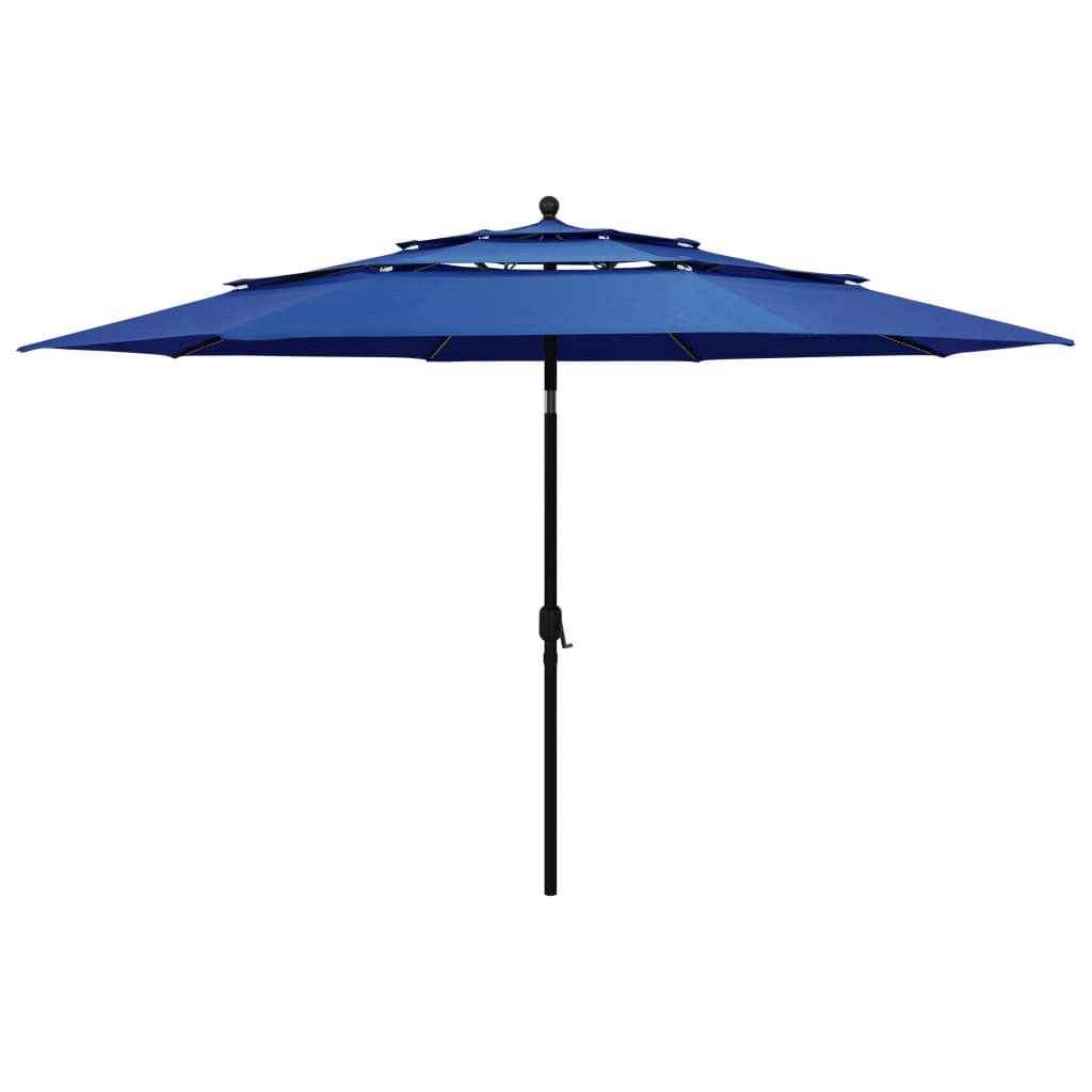 Vidaxl Sombrilla Jardín 3 Niveles Palo De Aluminio Azul Celeste 3,5 M_0