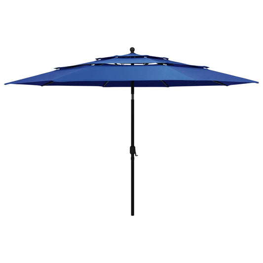Vidaxl Sombrilla Jardín 3 Niveles Palo De Aluminio Azul Celeste 3,5 M_0
