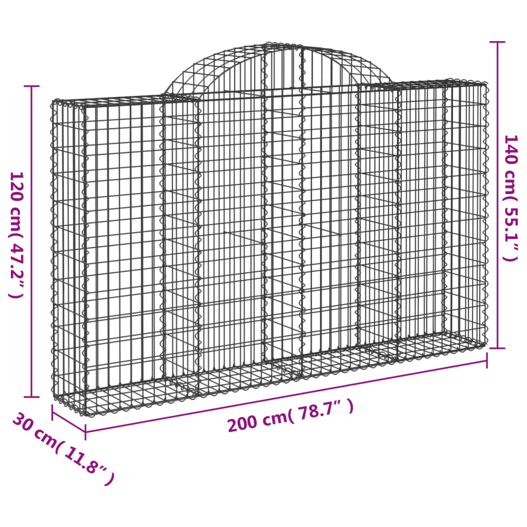 Cestas De Gaviones 6 Uds Forma De Arco Hierro 200x30x120/140 Cm_5
