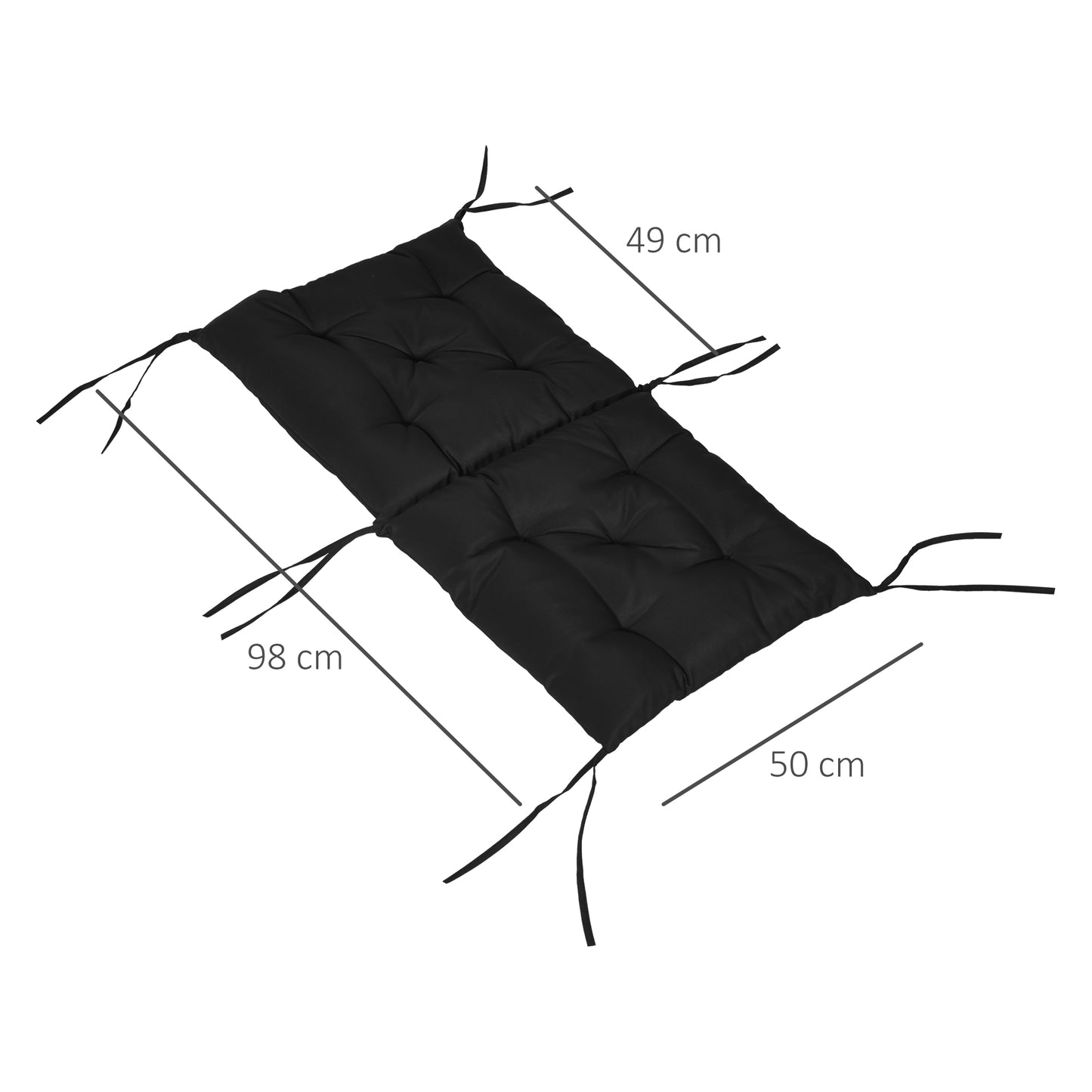 Outsunny Conjunto De 2 Cojines Para Silla Con Respaldo 50x98x8 Cm Negro_2
